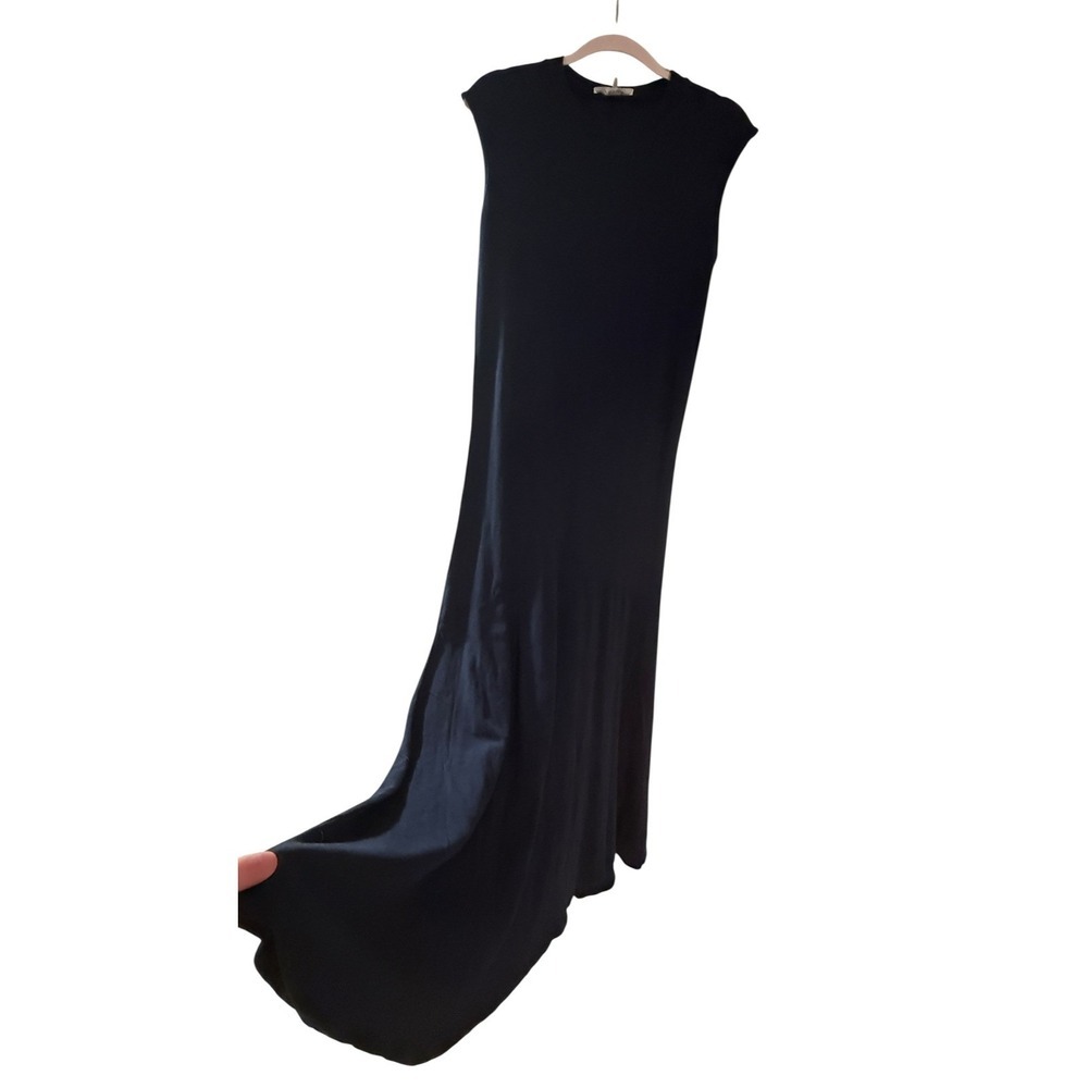 FRAME Dark Blue Sleeveless Crew Neck Maxi Dress Navy Size Medium NWT - Picture 7 of 13